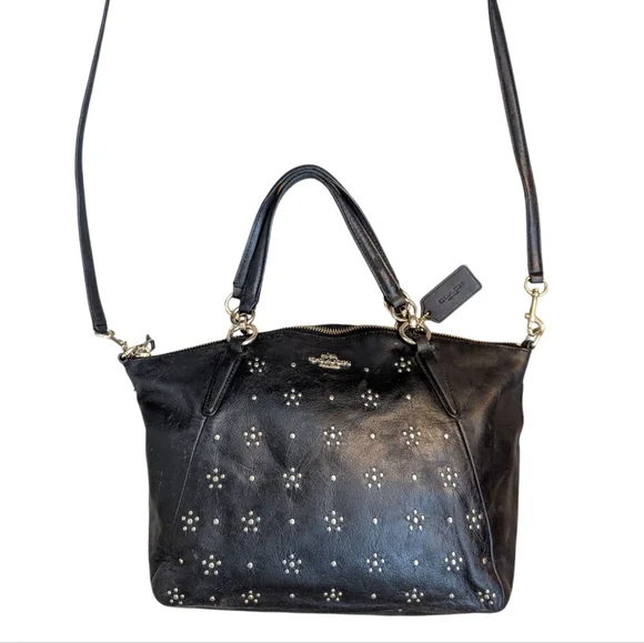 Coach Kelsey Leather Satchel with Crossbody strap Decorative Gold Grommets - Picture 13 of 16